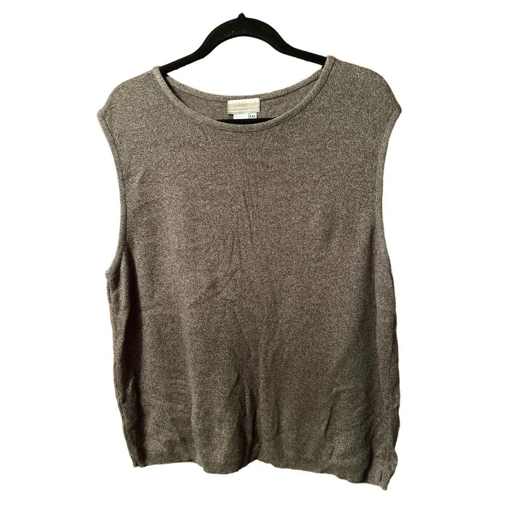 Coldwater Creek Knit Top Sleeveless Cotton Blend Brown‎ Neutral XXL